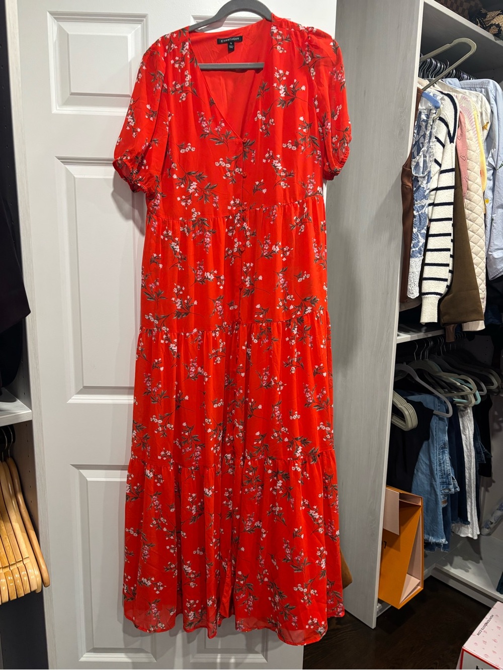 41 Hawthorn Red Floral Tiered Maxi Dress